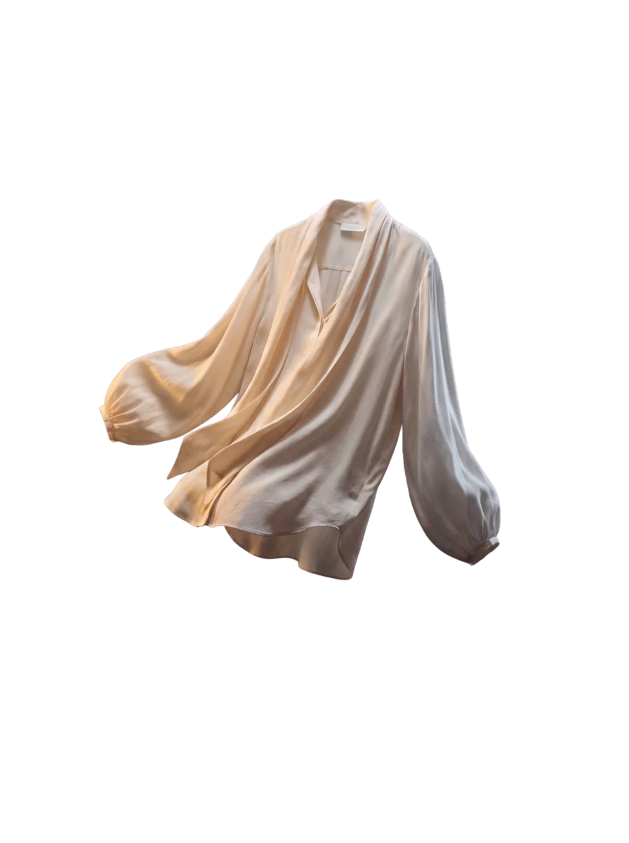 Ivory silk blouse cutout